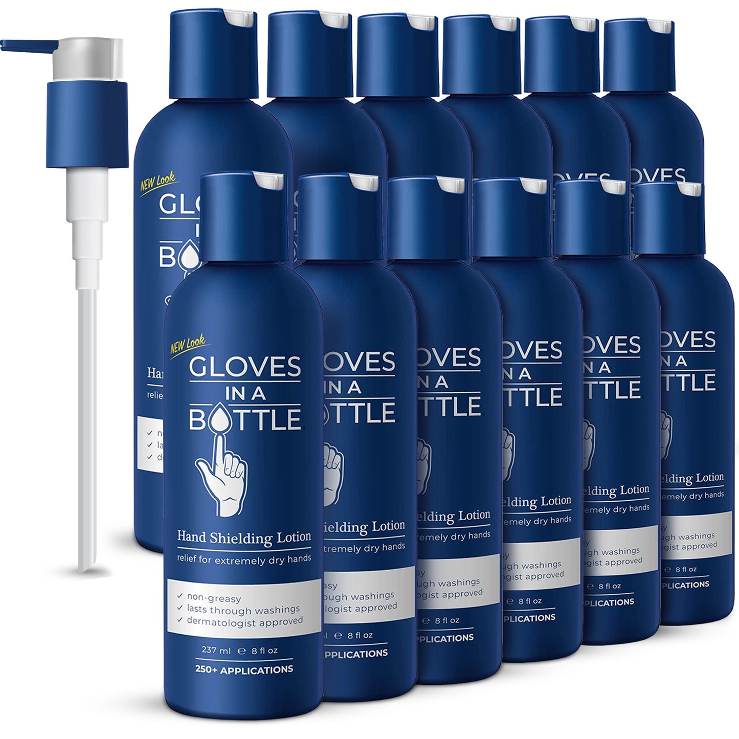 Gloves In A Bottle Hand Shielding Lotion for Dry Skin, 8 Ounce, 12 pack with 12Pumps