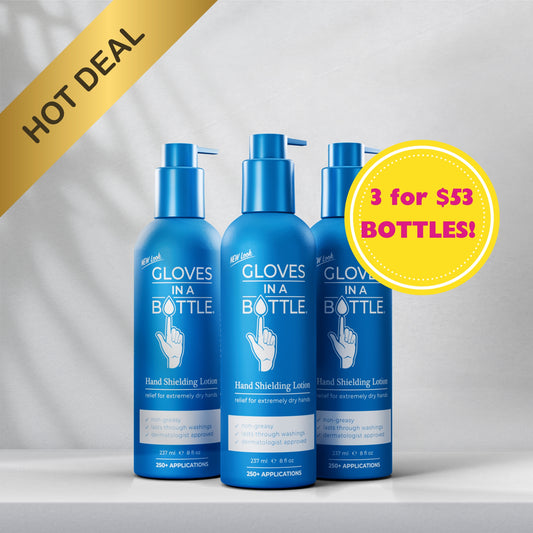 Gloves In A Bottle Shielding Lotion 3 pack 8 Oz Bottle with a New Pump