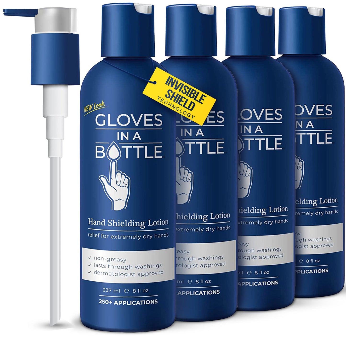 Gloves In A Bottle Shielding Lotion, 8 Ounce, 4 Pack with a New Pump