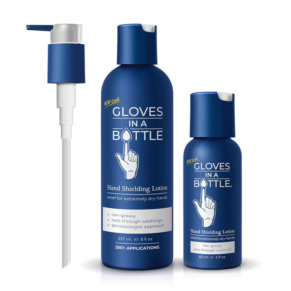 Gloves In A Bottle Shielding Lotion - Great for Dry Itchy Skin 8oz Bottle w/ pump + 2oz Bottle