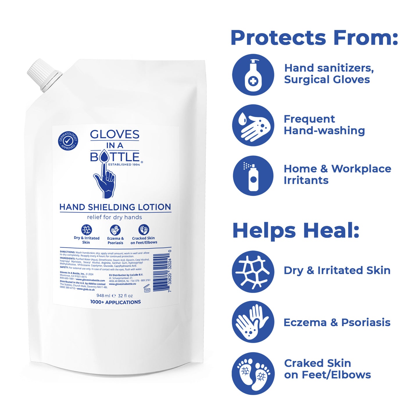 Gloves In A Bottle Shielding Lotion 32 Oz Refill Pouch