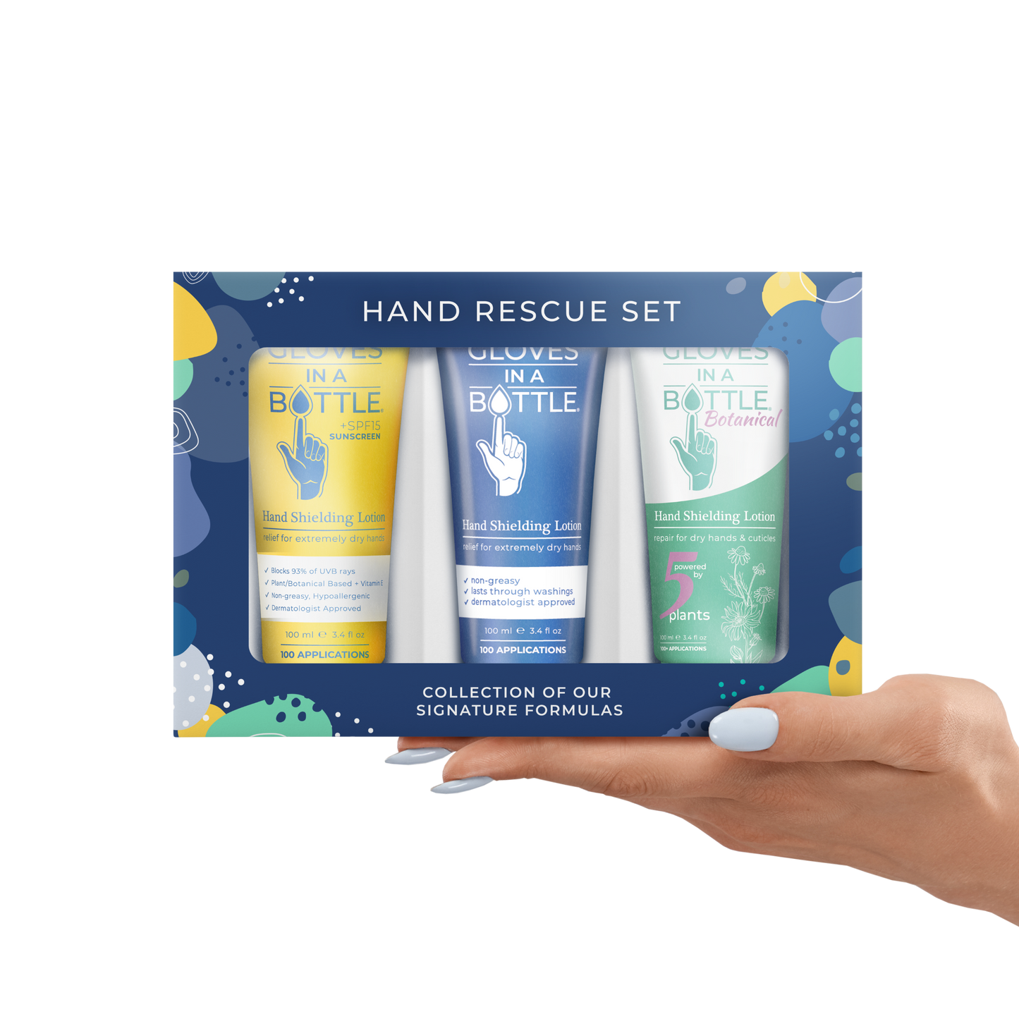 Gloves In A Bottle – Protects & Restores Dry Cracked Skin (3-Pack 3.4oz Tube Gift Set, Variety)